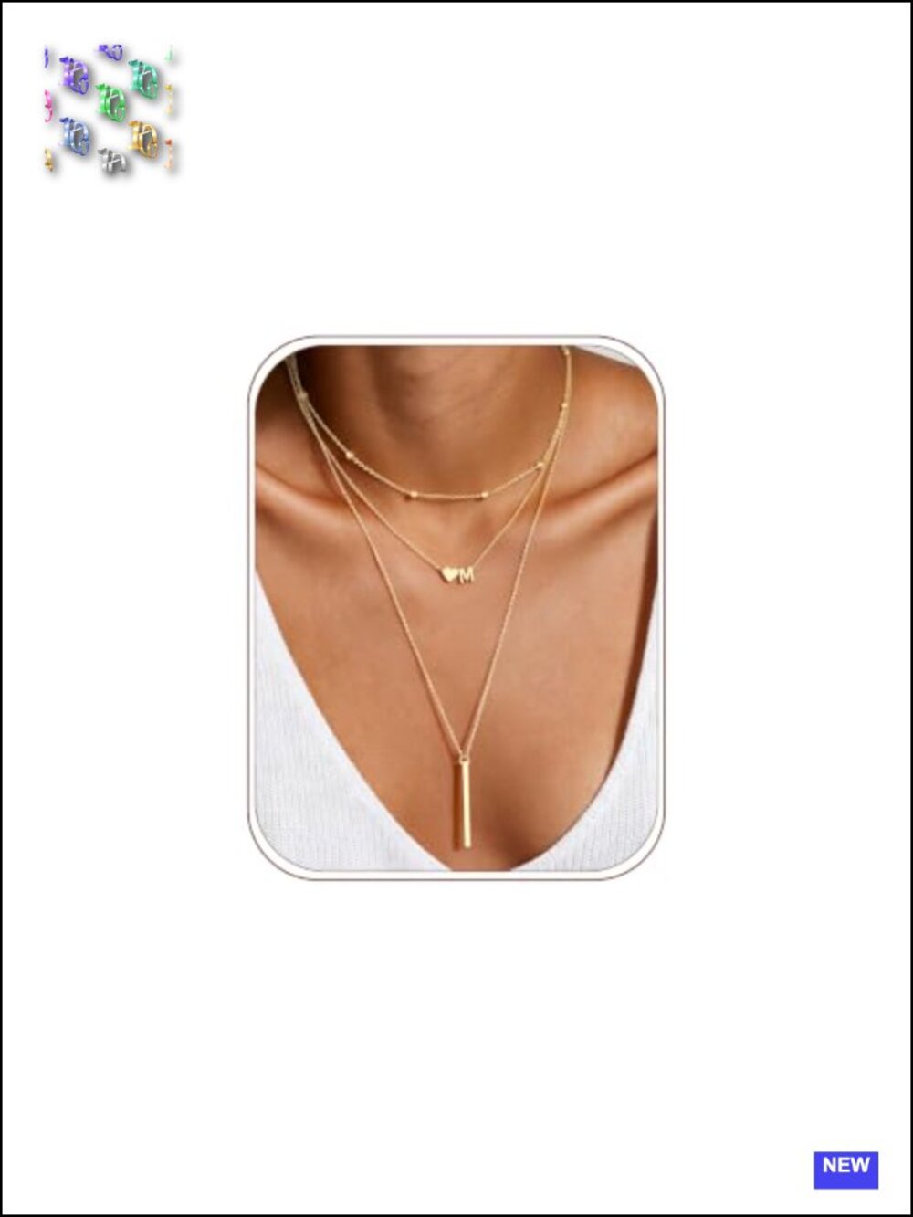 Layered Initial Necklace Set - 14K Gold Plated Brass Pendant Necklaces for Women